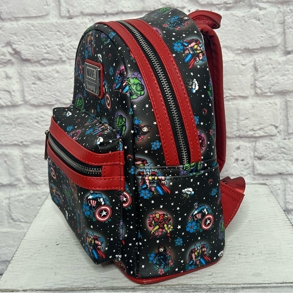 Loungefly Marvel Avengers Floral Tattoo Mini Backpack - Picture 9 of 13